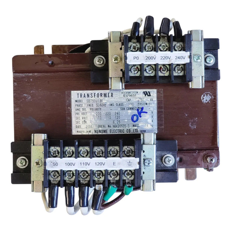 Nunome Sb750u18k Transformador De Control 750va Cafe