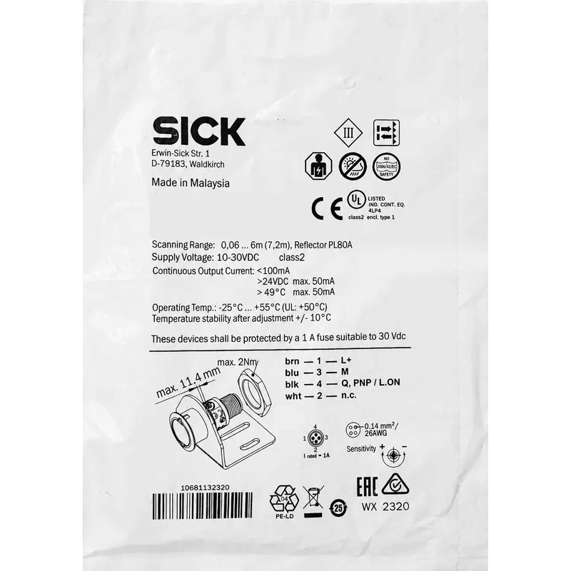 Sick Grl18sg-p233z 1068113 Sensor Fotoeléctrico Pnp M18