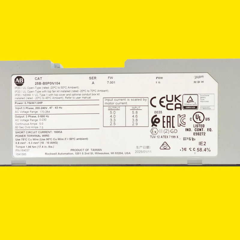 Allen-bradley  1.0hp  3 Ph Power Flex 25b-b5p0n104