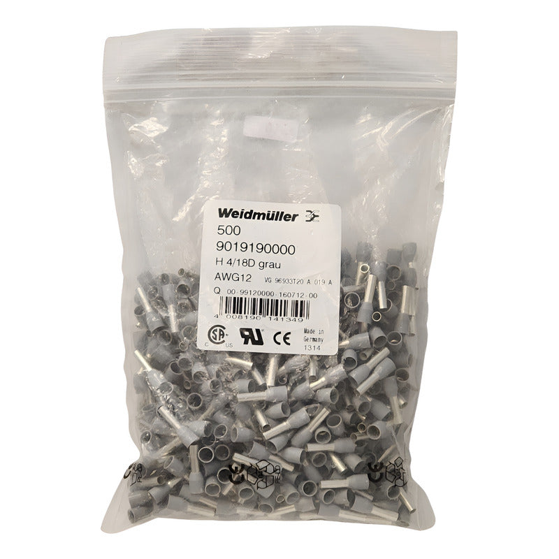 H 4/18d Grau 500 Ferrules Awg12 9019190000 Weidmuller Gris