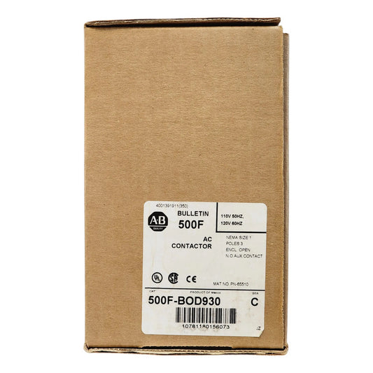 Allen-bradley 500f-bod930 Contactor Nema Size 1 27a 120v Caja Abierta/con Etiqueta