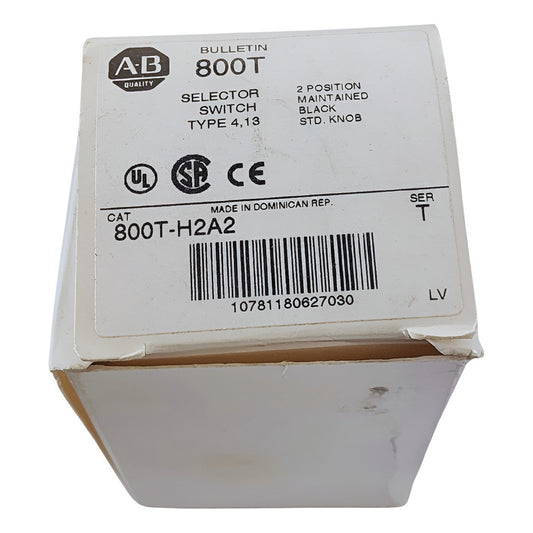 Allen Bradley Ser T 2 Pos Selector Switch 800t-h2a2 Blanco Y Negro