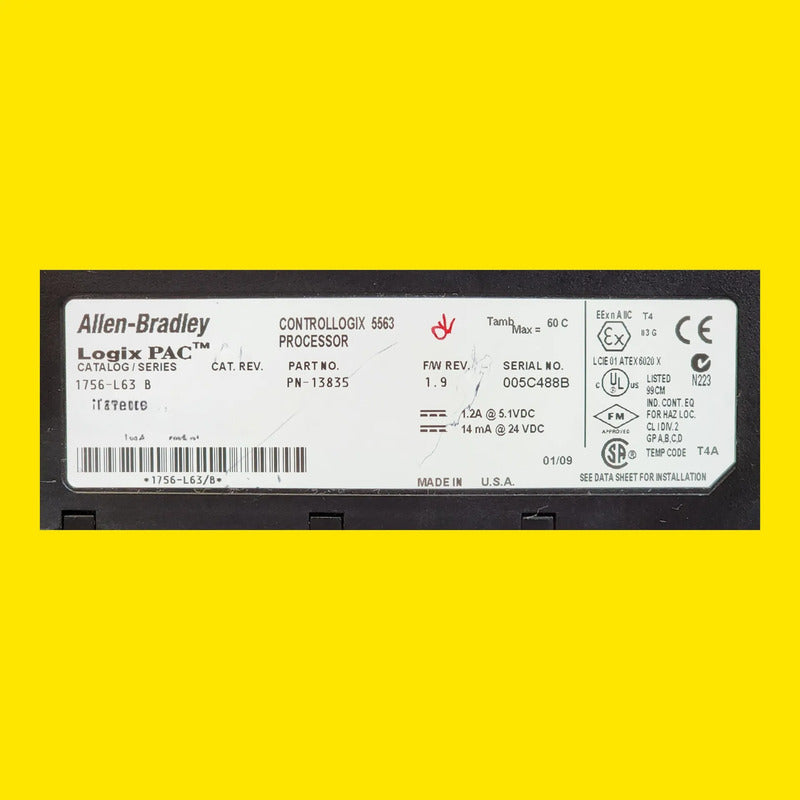 Allen Bradley 1756-l63 Plc Controllogix Industrial 1.9