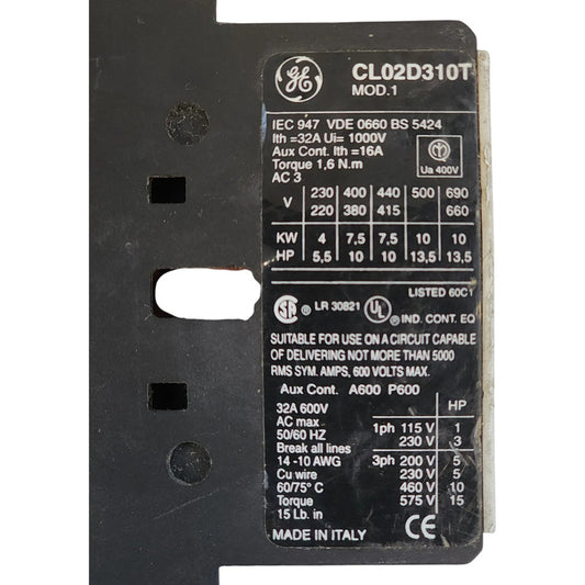 General Electric Cl02d310t Contactor Industrial Trifásico