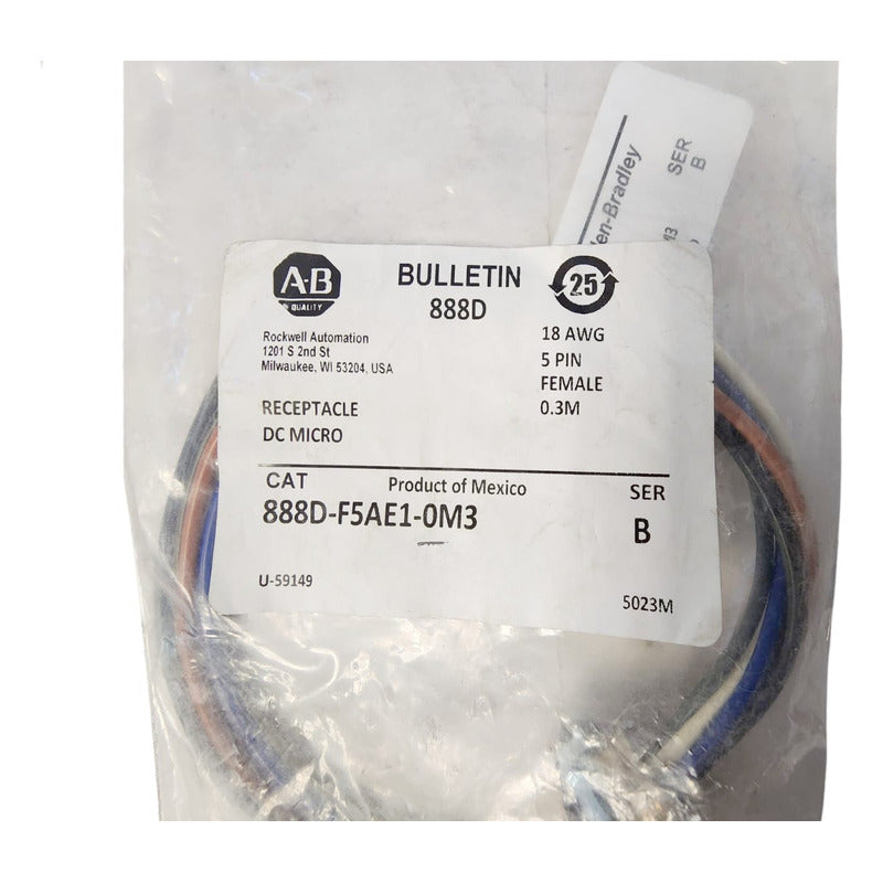 Allen-bradley 888d-f5ae1-0m3 Receptacle Dc
