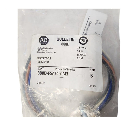 Allen-bradley 888d-f5ae1-0m3 Receptacle Dc