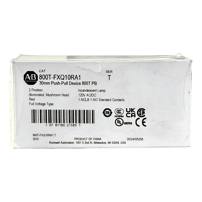 Allen-bradley 800t-fxq10ra1 30mm Push-pull Device 800t Pb Rojo