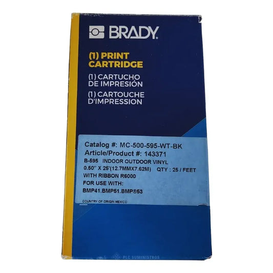 Brady 143371 Mc-500-595-wt-bk Negra Sobre Blanco Cartucho