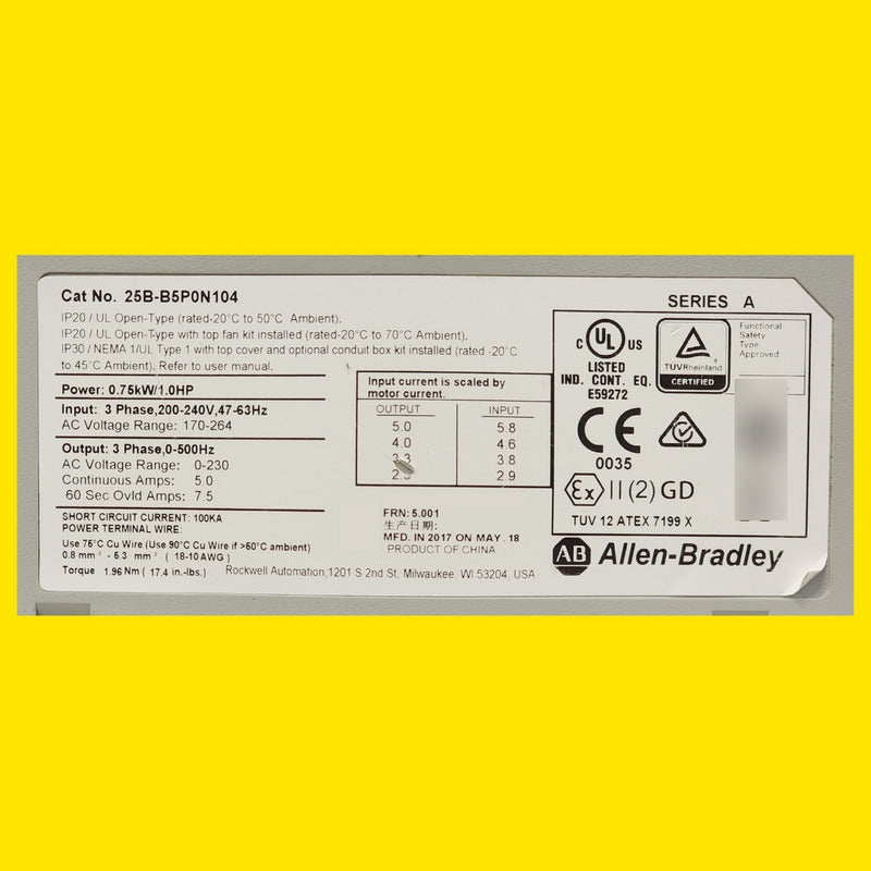 Allen-bradley Powerflex 525 25b-b5p0n104 Variador 1hp