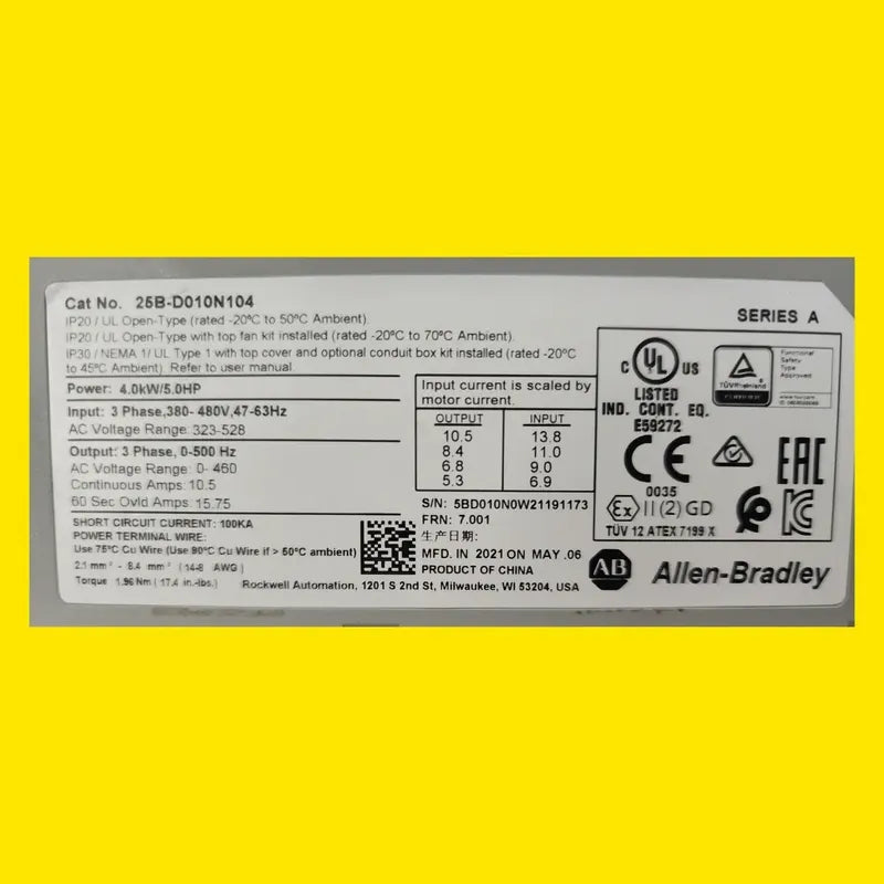 Variador Allen Bradley Powerflex 525 25b-d010n104 5hp 480v
