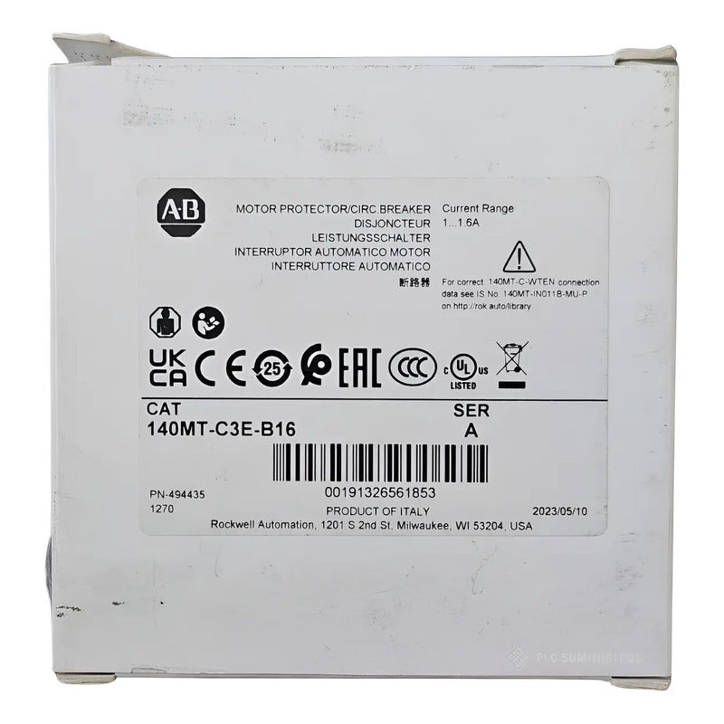 Allen Bradley 140mt-c3e-b16 Disyuntor De Proteccion De Motor 50 Hz- 60hz
