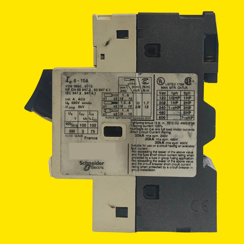 Guardamotor Telemecanique Gv2-m14 6-10a 3p 690v Ac 50 / 60 Hz