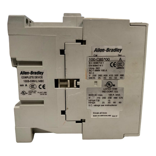Allen Bradley 100-c85*00 Contactor Y 100-s Bloque De Contact