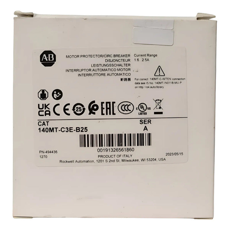 Allen Bradley 140mt-c3e-b25 Guardamotor Magnetotermico 1.6-2 50/60 Hz