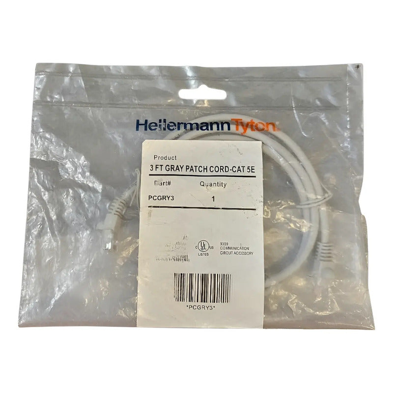 Hellermann Tyton Pcgry3 3ft Gray Patch Cord-cat 5e