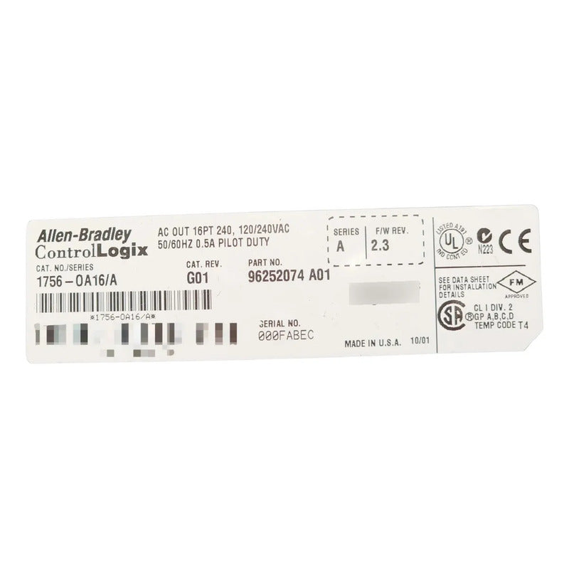 Allen Bradley 1756-oa16 Módulo Salidas Ac 16pts Controllogix