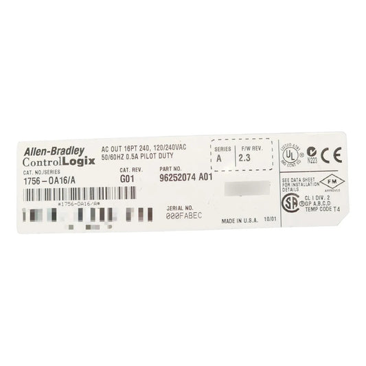 Allen Bradley 1756-oa16 Módulo Salidas Ac 16pts Controllogix