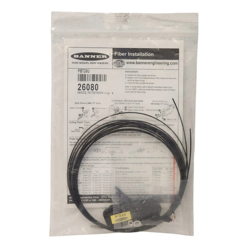 Banner Pbt26u 26080 Cable Fotoelectrico Fibra Optica