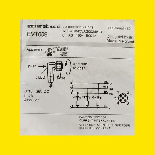 Cable De Conexión Ifm Evt009 M12 Adoah043vas0025e04
