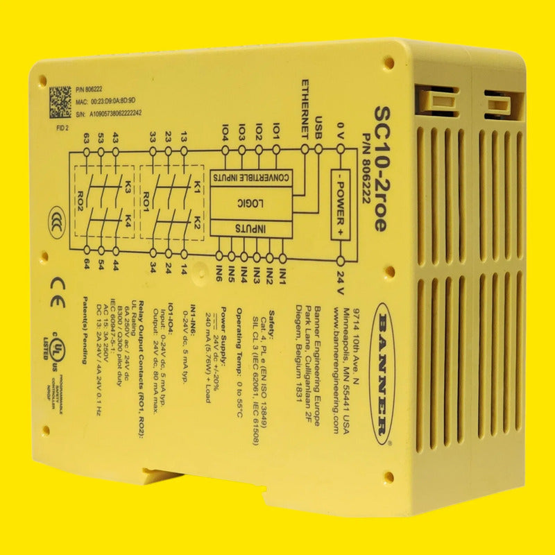 Banner Sc10-2roe 806222 Controlador De Seguridad 10 Entr 24v