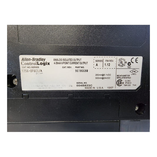 Allen-bradley 1756-of6ci Controllogix 6pt Isolated Analog