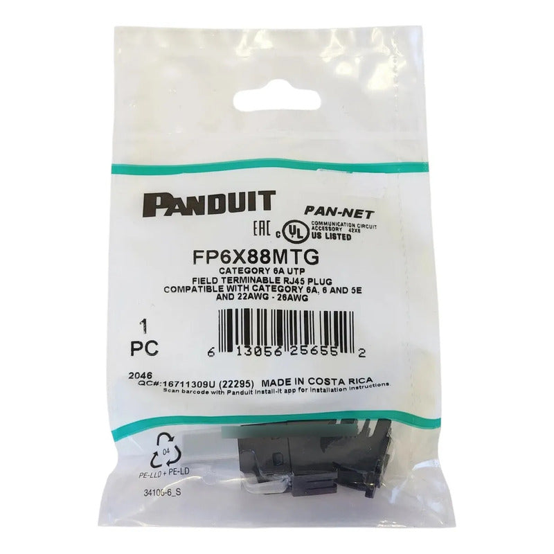 Panduit Fp6x88mtg Plug Rj45 Cat6a Tx6a Paq 3 Piezas