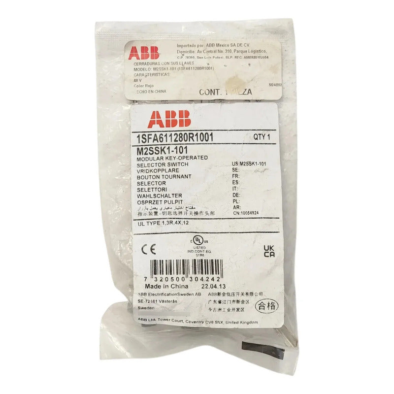 Abb M2ssk1-101 Selector De Llave 2 Posiciones Rojo