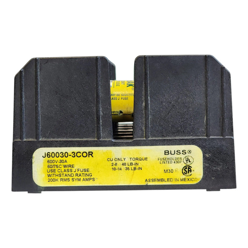 Base Bussmann J60030-3cor Con 3 Fusibles Lpj-3sp 3a 600v
