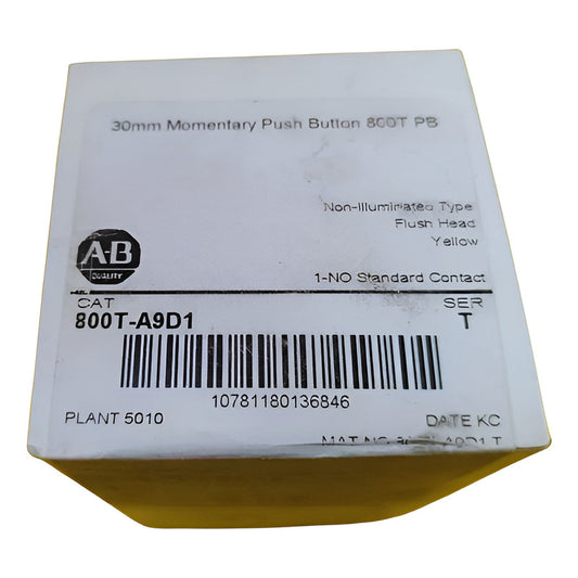 Allen Bradley 800t-a9d1 Pulsador Amarillo Al Ras Cabeza Mome Amarillo