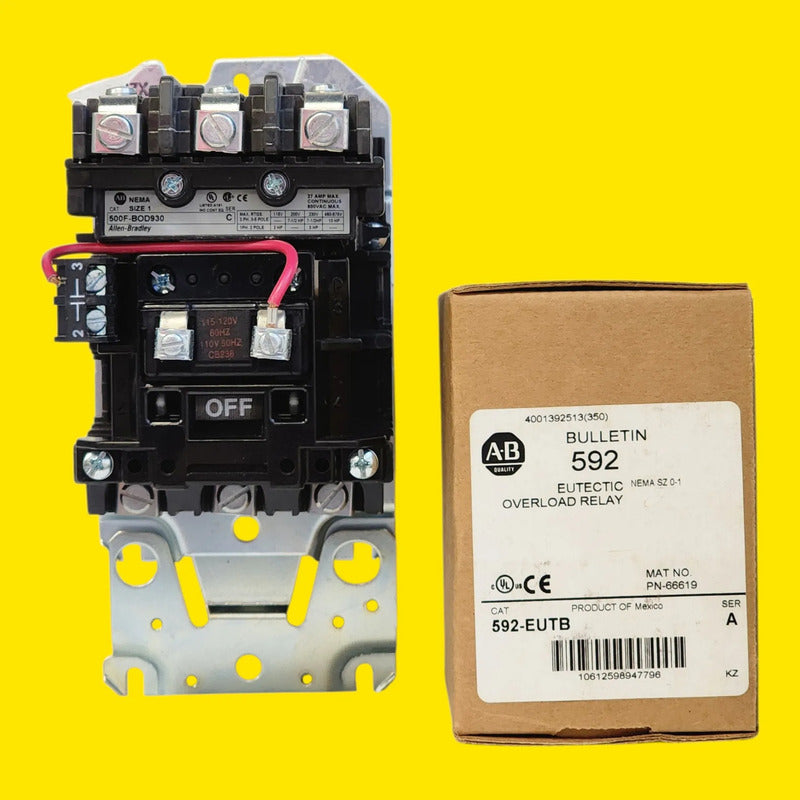 Allen-bradley 500f-bod930 Contactor Nema Size 1 27a 120v Caja Abierta/con Etiqueta