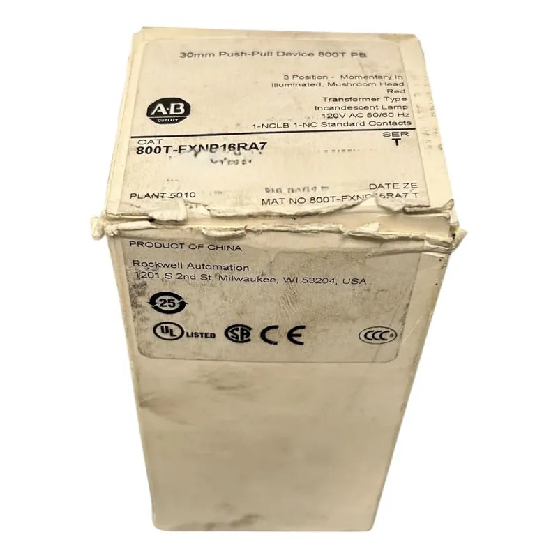 Allen Bradley 800t-fxnp16ra7 Push Pull Botón, Rojo