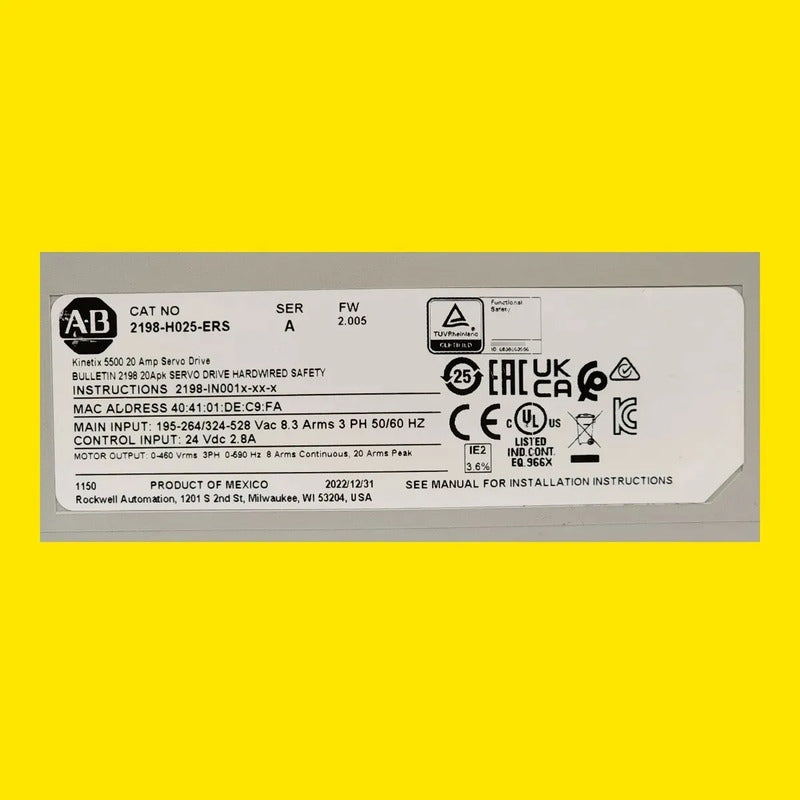 Allen Bradley 2198-h025-ers Servo Drive Kinetix 5500 7.7a
