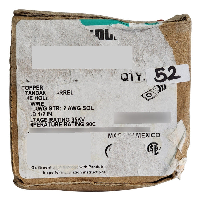 Terminal De Compresión Panduit Lca4-12-l 4 Awg Caja/52 Pzs