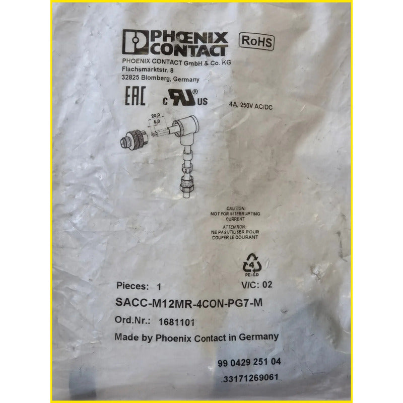 Phoenix Contact Sacc-m12mr-4con-pg7-m Conector M12 1681101 Gris