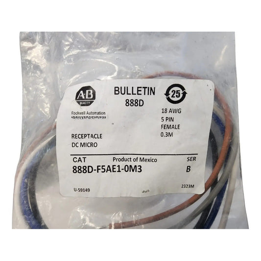 Allen-bradley 888d-f5ae1-0m3 Receptacle Dc Micro