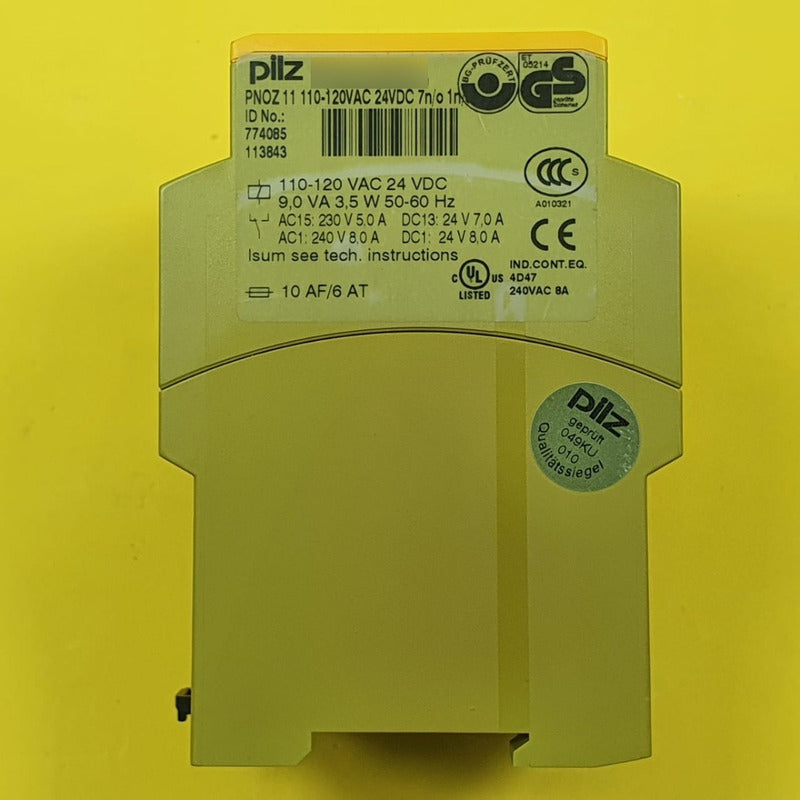 Pilz Pnoz 11 774085 110-120vac 24vdc 7n/o 1n/