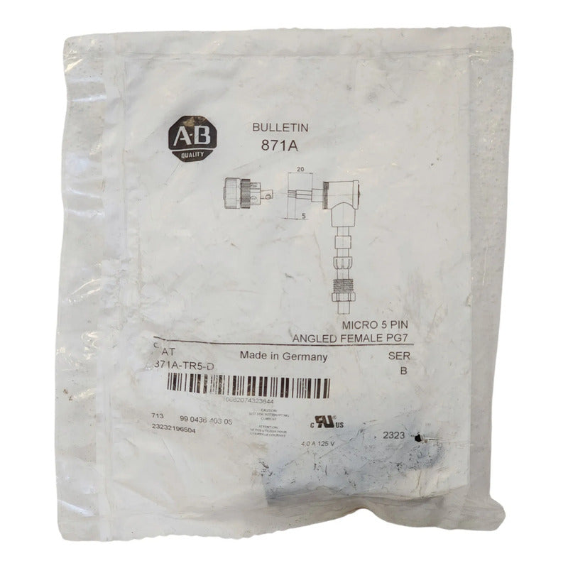 Allen-bradley 871a-tr5-dm Conector M12 Macho 5 Pines Metal / Plata