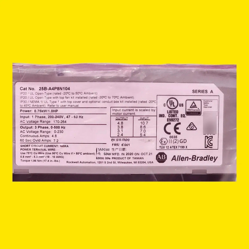 Inversor Allen Bradley Powerflex 525 25b-a4p8n104 1hp