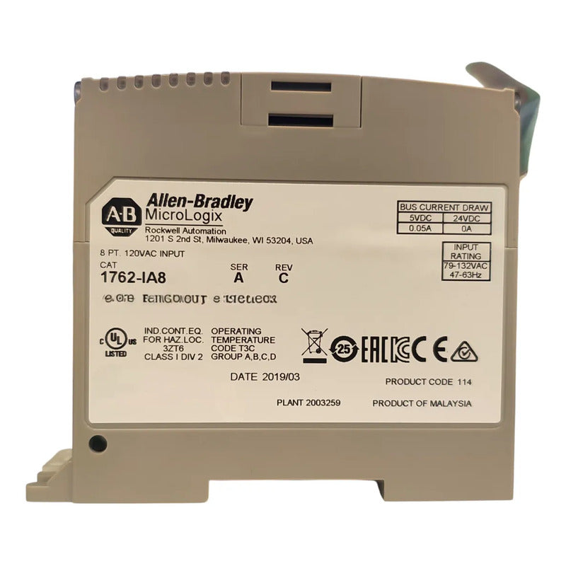 1762-ia8 Allen-bradley | 8 Entradas Ac 120v Micrologix