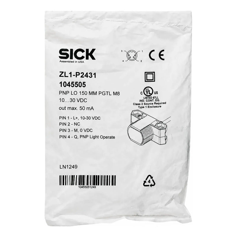 Sick Zl1-p2431 1045505 Sensor Fotoeléctrico Pnp
