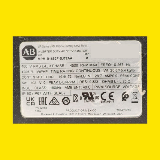 Allen-bradley Mpm-b1652f-sj72aa Servomotor Alta Precisión