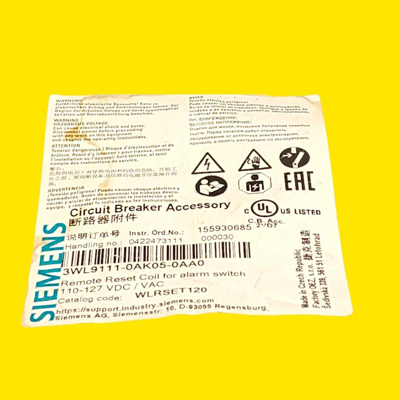 Siemens 3wl9111-0ak05-0aa0 Electroimán De Rearme Remoto