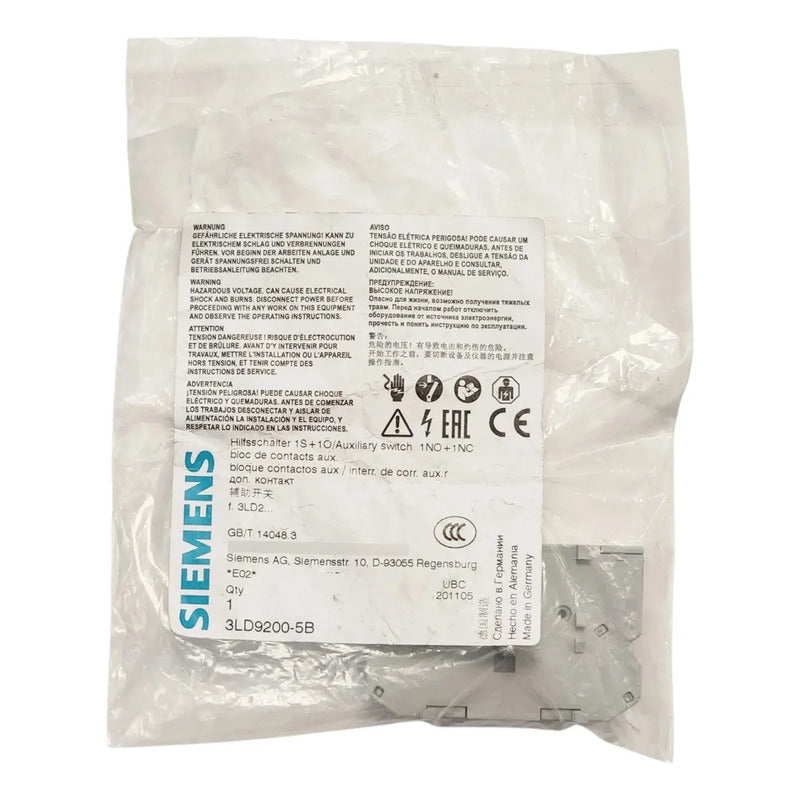 Siemens 3ld9200-5b Bloque De Contactos Auxiliares