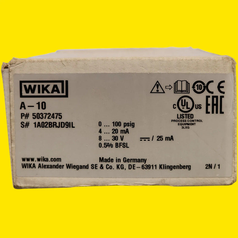 Wika A-10 Sensor De Presión Industrial