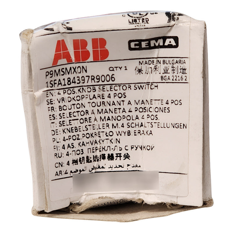 Interruptor Abb P9msmx0n 1sfa184397r9006 4 Posiciones No Iluminado