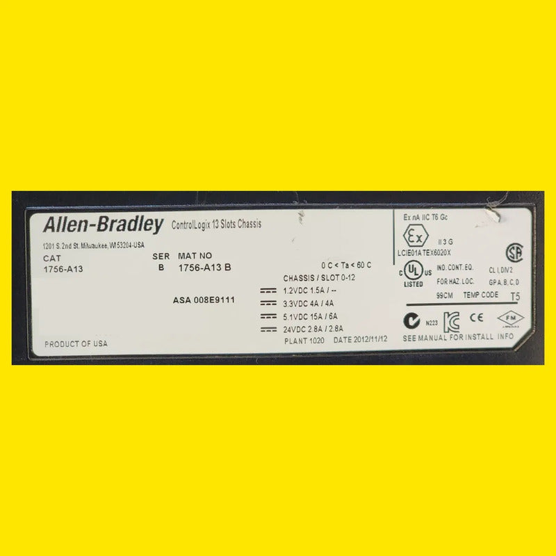 Chasis Allen-bradley 1756-a13 Controllogix De 13 Ranuras