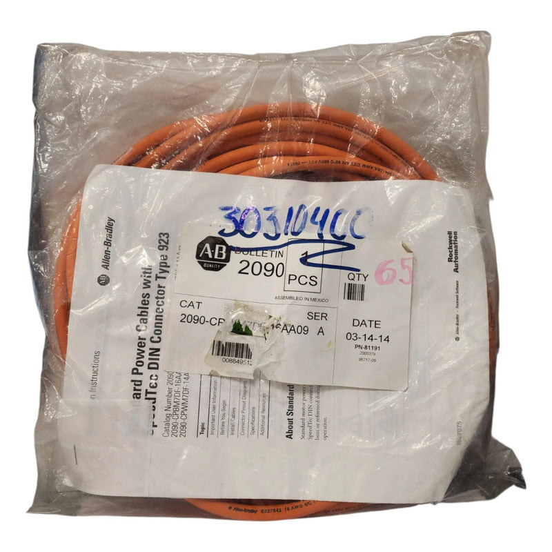 Allen-bradley 2090-cpwm7df-16aa09 Cable De Potencia Naranja