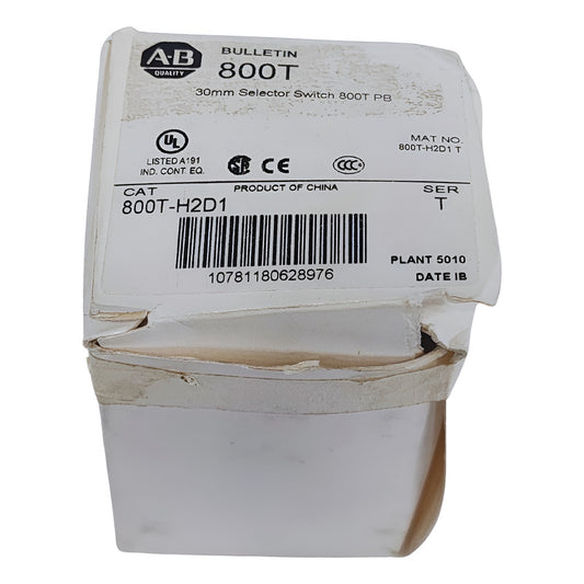 800t-h2d1 Allen-bradley Selector, 2-posición, Mantiene 30mm, Negro/blanco