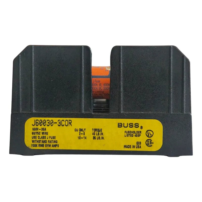 Portafusible J60030-3cor Clase J 600v + 3 Fusibles Ajt2 2a