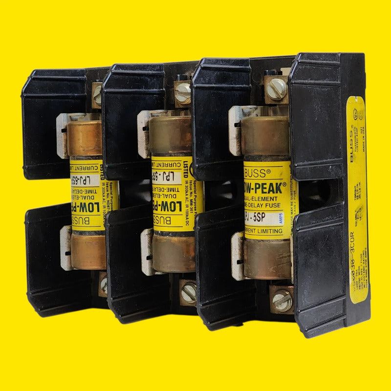 Base Bussmann J60030-3cor Con 3 Fusibles Lpj-5sp 5a 600v